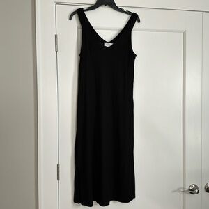 Calvin Klein knit black v-tank dress. Matching black slip liner.